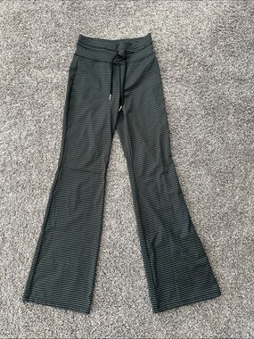 Halara Striped High-Waist Flare Pants - Black and Gray